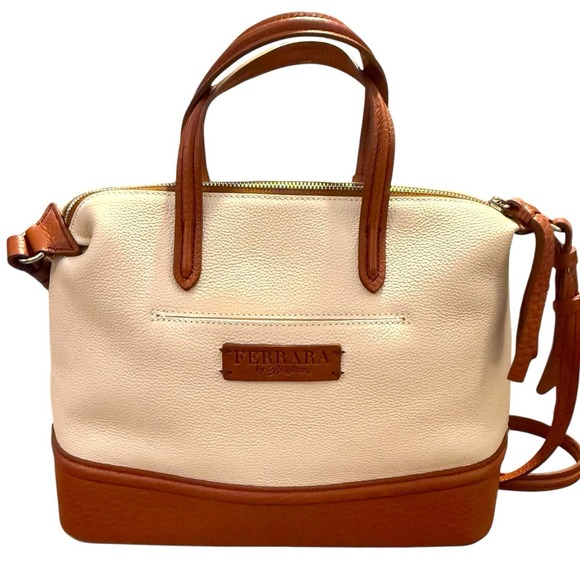 Brighton Ferrara NEW Audrey White Cognac Leather Satchel Purse Quiet Luxury - Picture 4 of 13